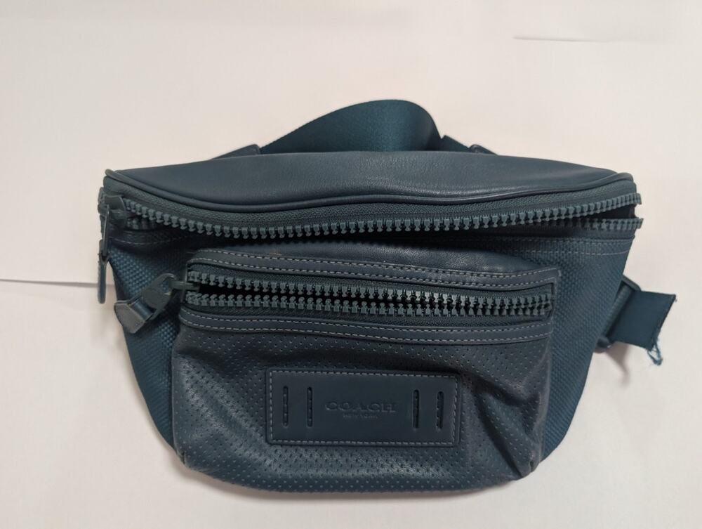 Coach Dark Teal Perforated Leather Belt Bag